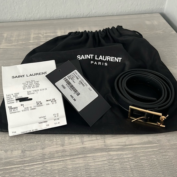 Saint Laurent Black Leather Belt - Picture 3 of 5
